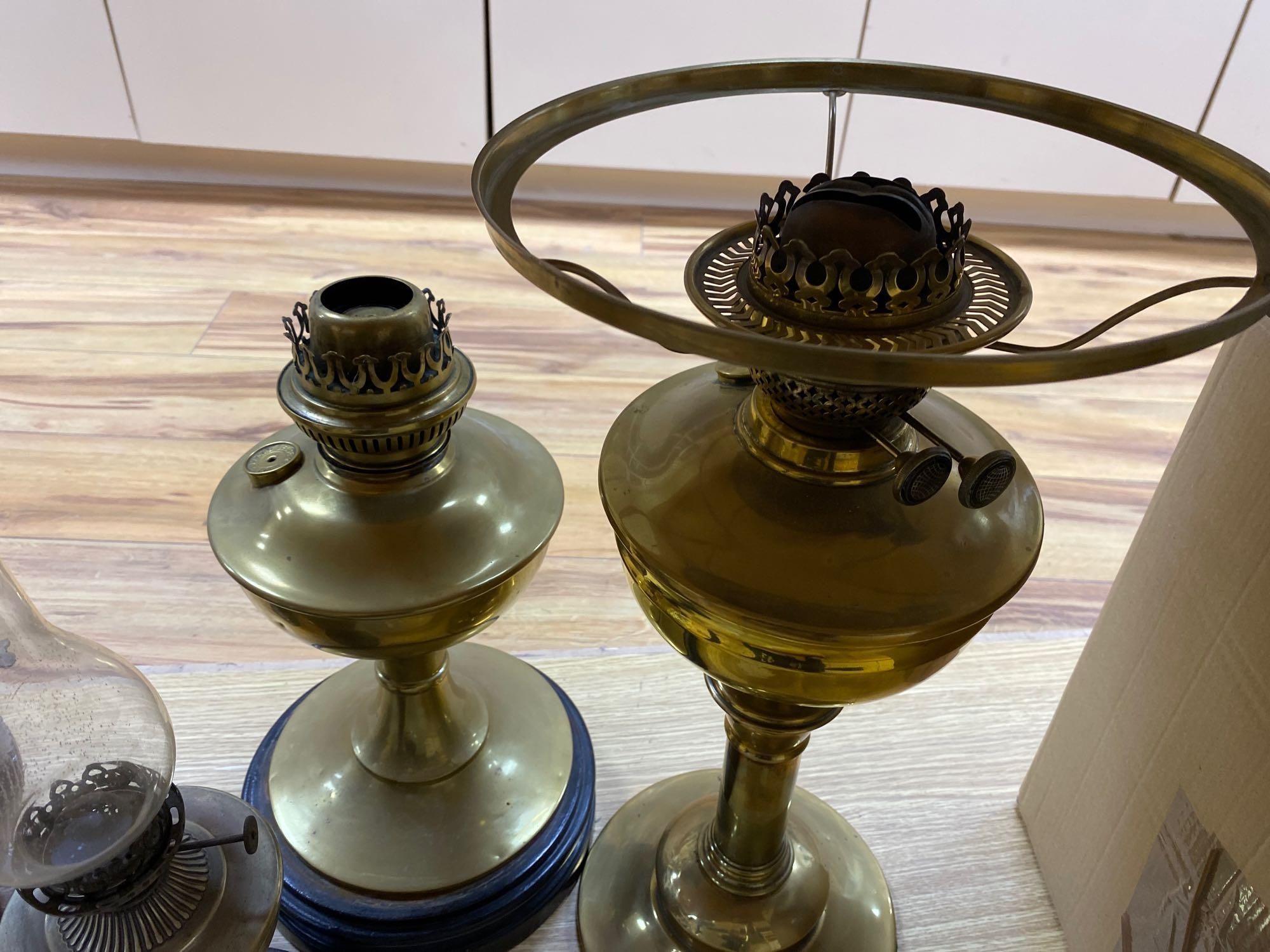 Six various oil lamps